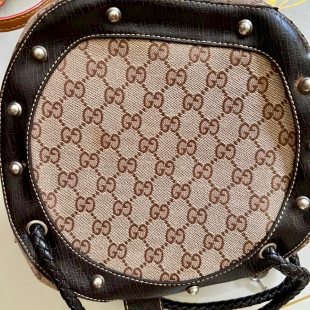 Pre Owned Vintage Gucci Supreme print Brown canvas mini Bag - Picture 6 of 10